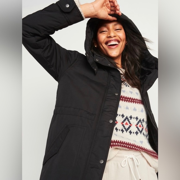 NWT OLD NAVY Faux-Fur Lined Hooded Parka Coat for Women Size S Heavyweight - Picture 2 of 8